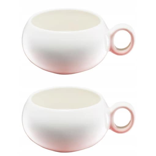 FILIŻANKA kubek CERAMIKA 2szt 400 ml na prezent kawę herbatę napoje różowa