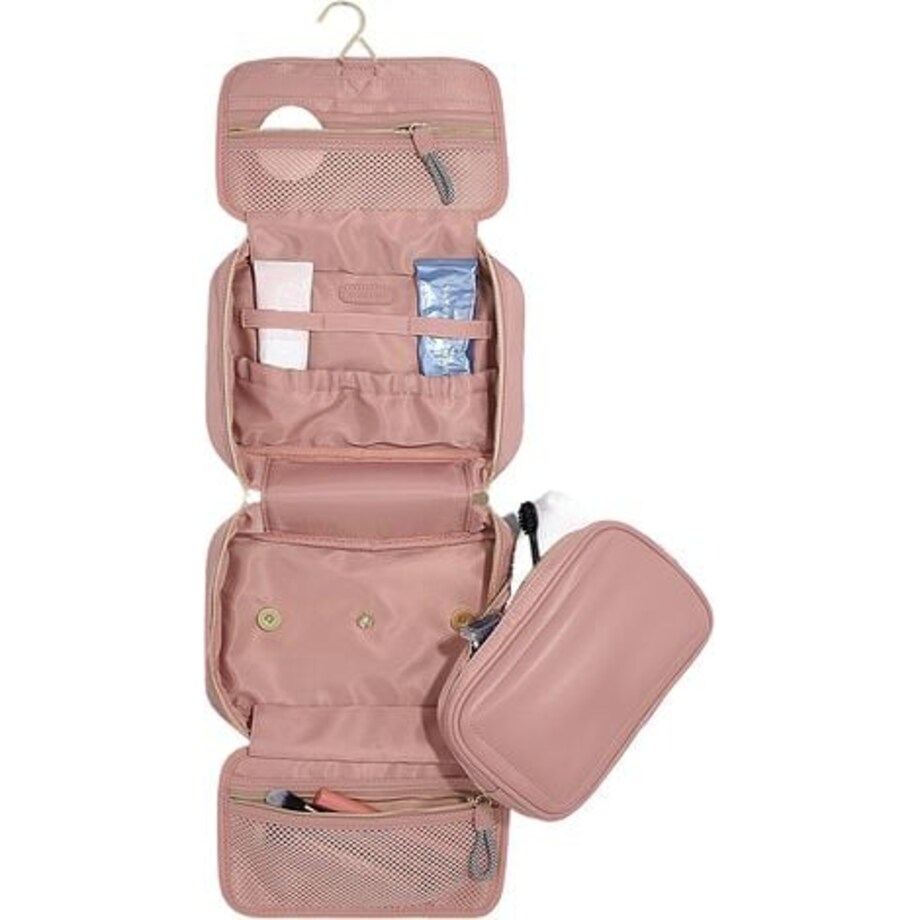 Kosmetyczka podróżna do zawieszenia Stackers różowa nylonowa