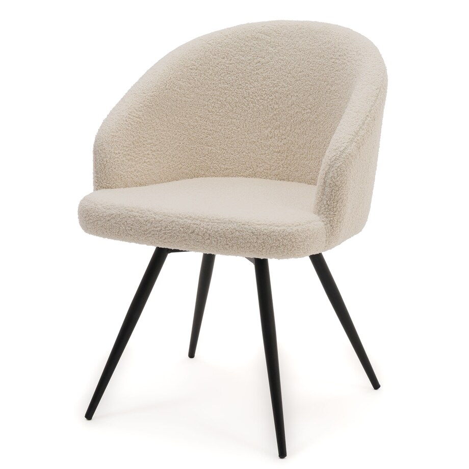 Krzesło tapicerowane obrotowe boucle teddy do salonu MODENA jasnobeżowe