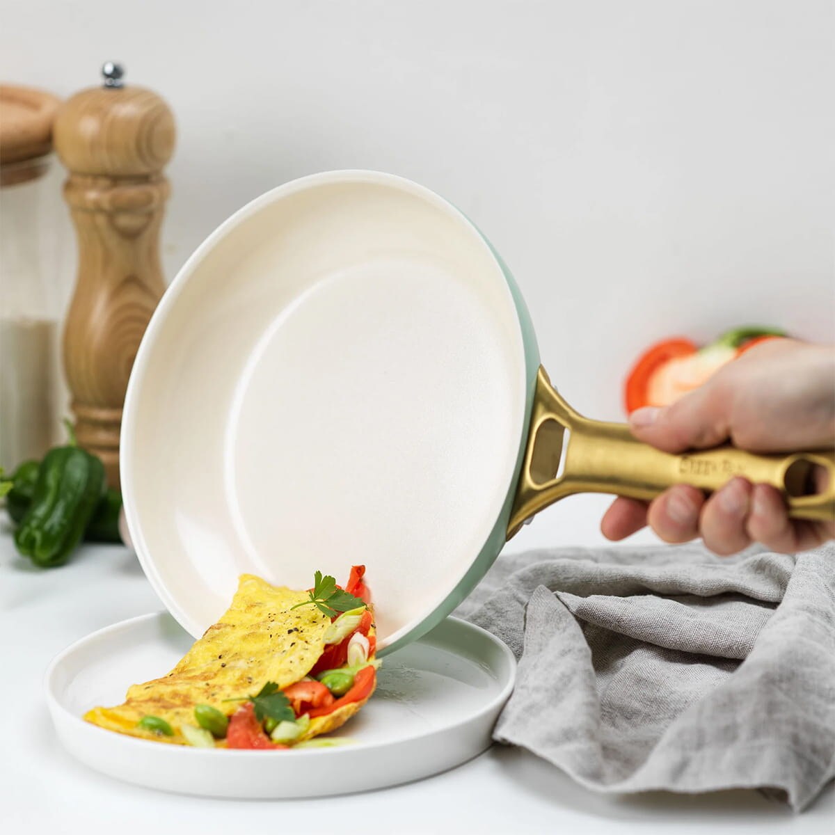 Patelnie ceramiczne PADOVA 20 i 28 cm Mint Blue / GreenPan