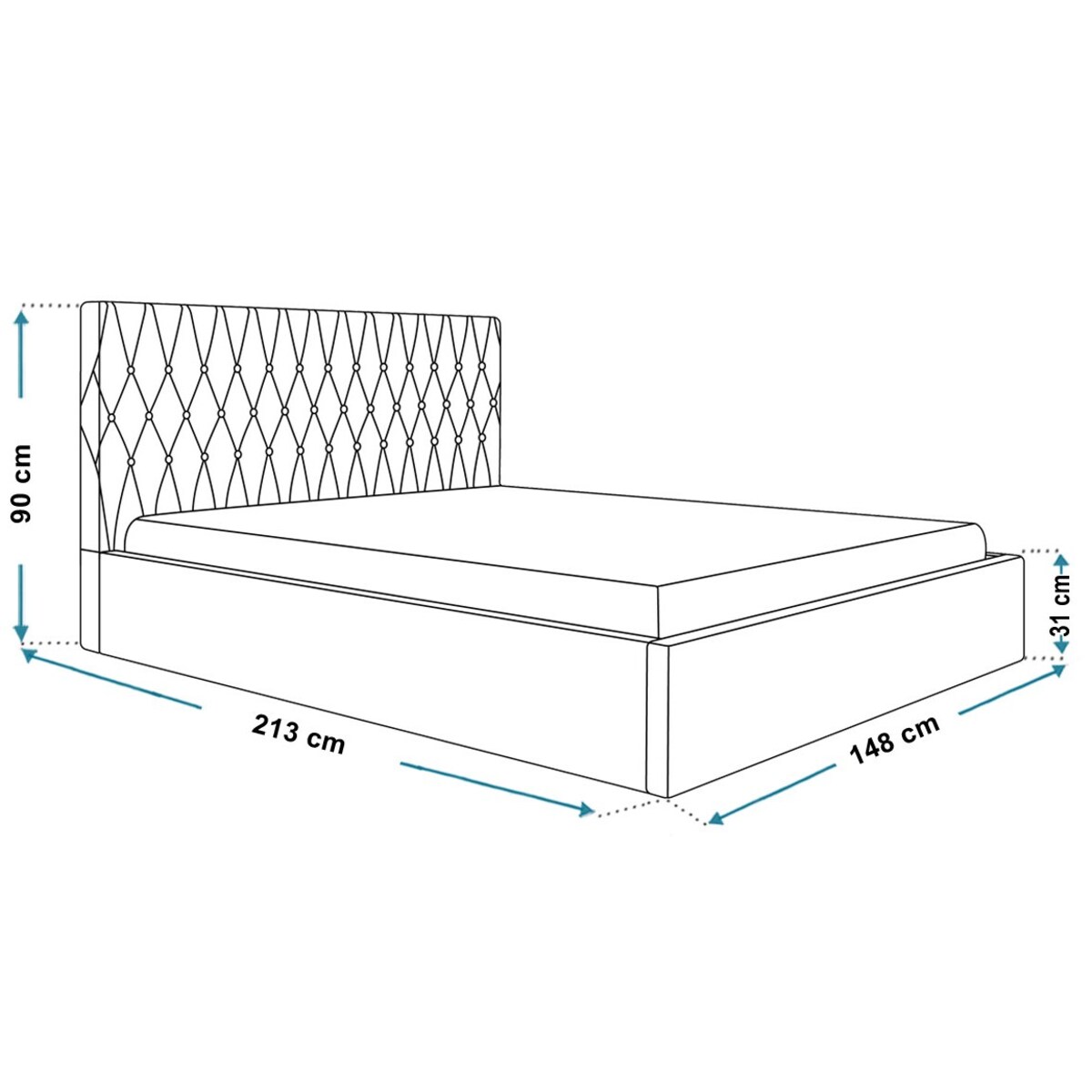 Łóżko do sypialni 140x200 OLDO 3 tapicerowane, z pojemnikiem- beżowe