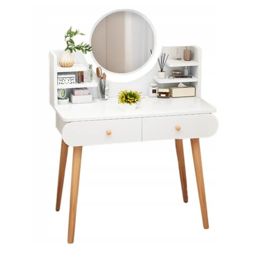 Toaletka kosmetyczna z lustrem makijaż biała duża skandynawska loft