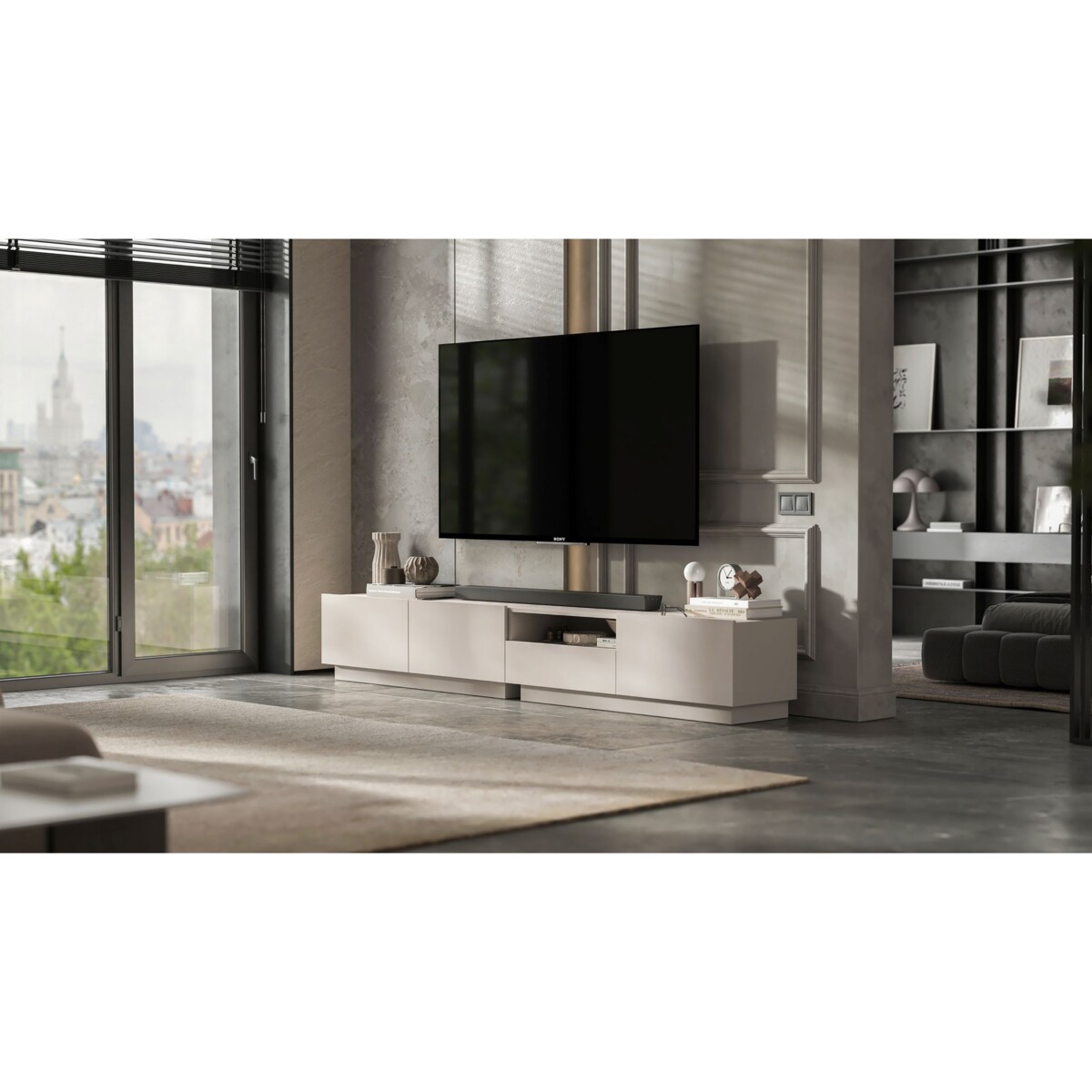 Szafka RTV Loft Wisząca Kaszmir MAT Komoda RTV Szuflada 240 cm