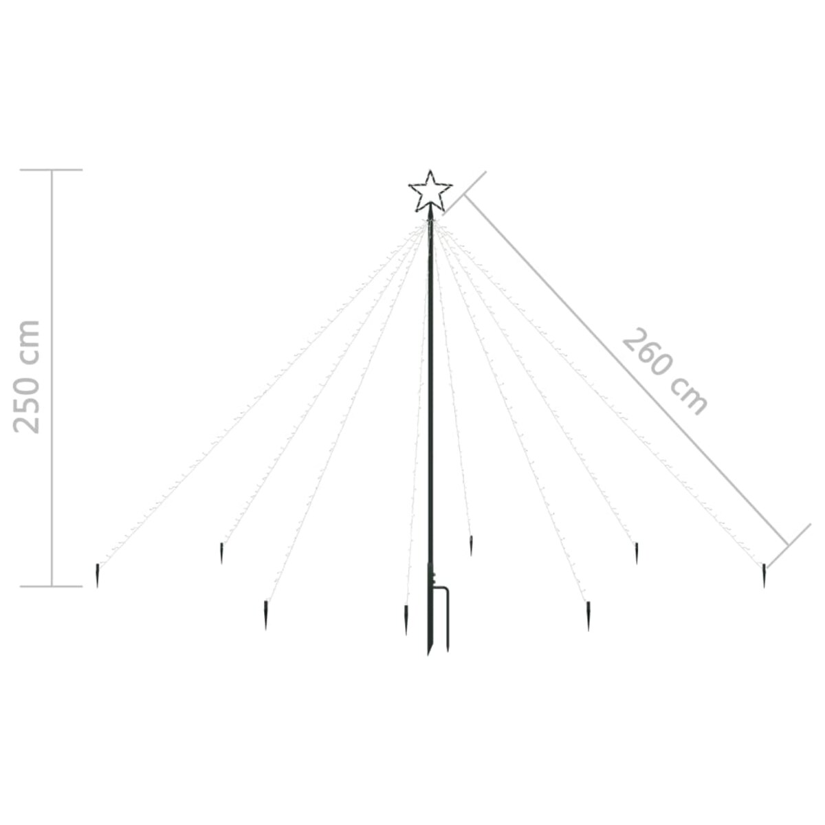 vidaXL Choinka z lampek ułożonych w wodospad, 400 diod LED, 2,5 m