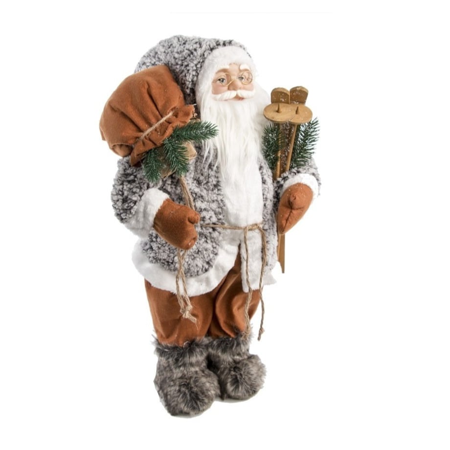 Dekoracja - święty Mikołaj z nartami i workiem 65x33 cm