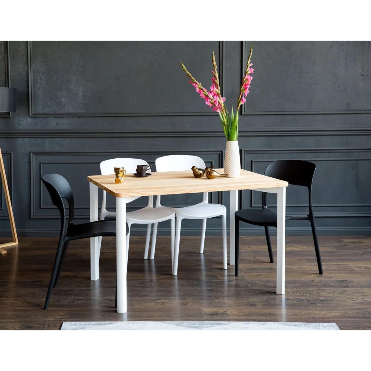 Stół drewniany TRIVENTI 120x80 jesion/biały