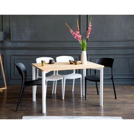 Stół drewniany TRIVENTI 120x80 jesion/biały