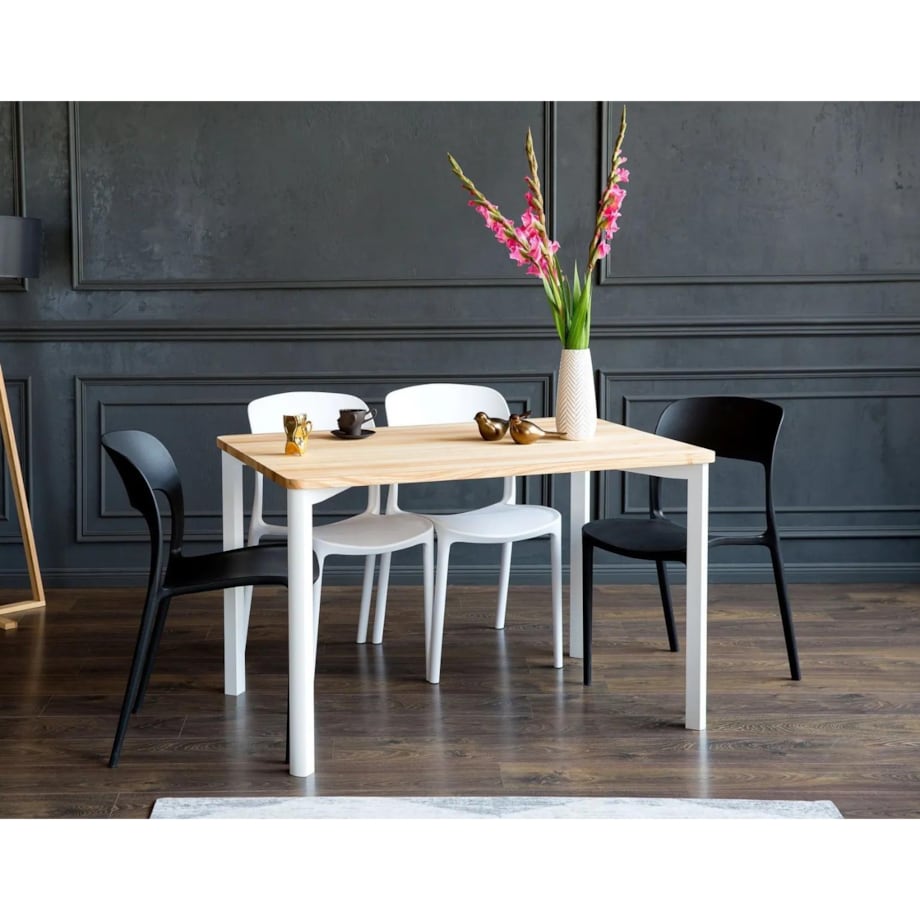 Stół drewniany TRIVENTI 120x80 jesion/biały