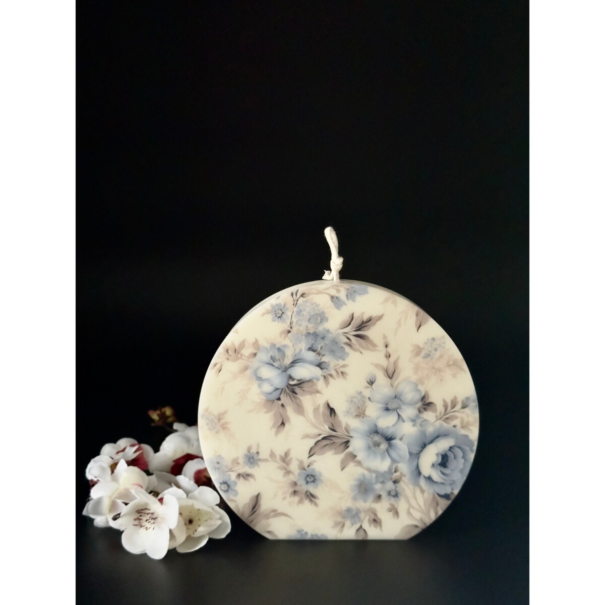 Świeca sojowa Niebieskie Kwiaty Vintage rozm. L pomysł na prezent dla mamy