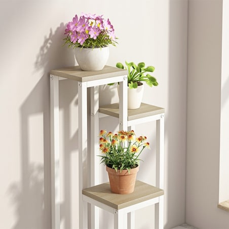 Kwietnik stojący stojak na kwiaty doniczki metalowy półki wysoki biały loft