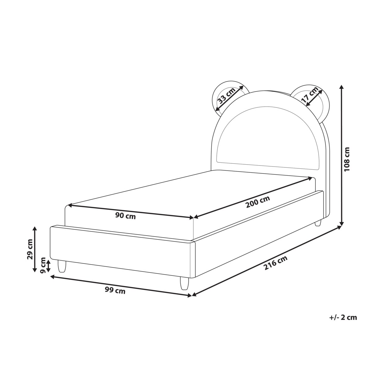 Łóżko dziecięce Miś Welur MAILLES 90 x 200 cm Niebieski