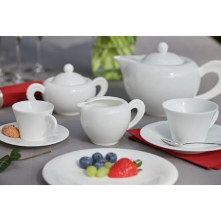 VILLA ITALIA Filiżanka do kawy herbaty porcelanowa 200 ml ze spodkiem NAOMI WHITE