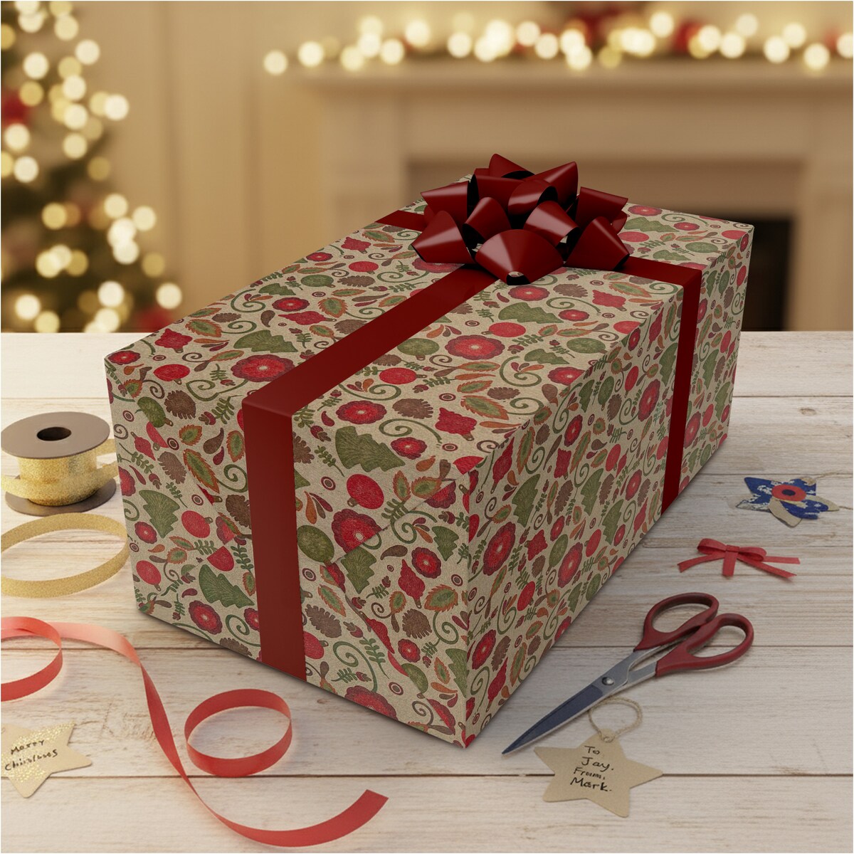 Papier Prezentowy Do Pakowania Prezentów 25 m MEGAROLKA Świąteczny Do Paczek Boże Narodzenie Ozdobny