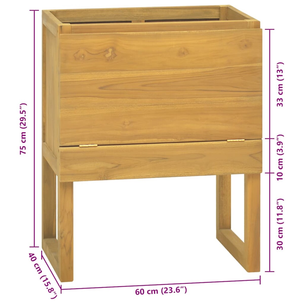 vidaXL Szafka łazienkowa, 60x40x75 cm, lite drewno tekowe