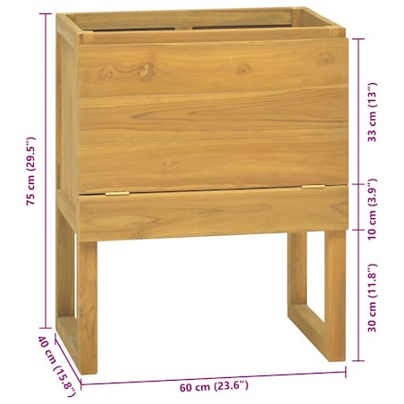 vidaXL Szafka łazienkowa, 60x40x75 cm, lite drewno tekowe