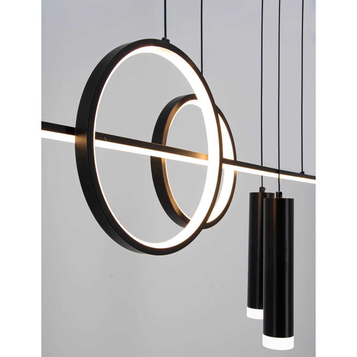 Zwieszana lampa Moderno DRS3620/2 BL LED okręgi tuby czarna