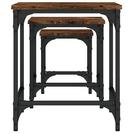 vidaXL Stoliki kawowe, wsuwane jeden pod drugi, 3 szt, przydymiony dąb