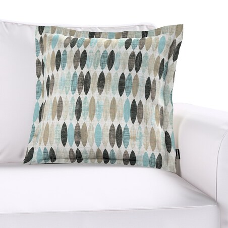 Poszewka Mona na poduszkę 45x45 wzory w odcieniach błękitu, beżu i czarnego na jasnym tle
