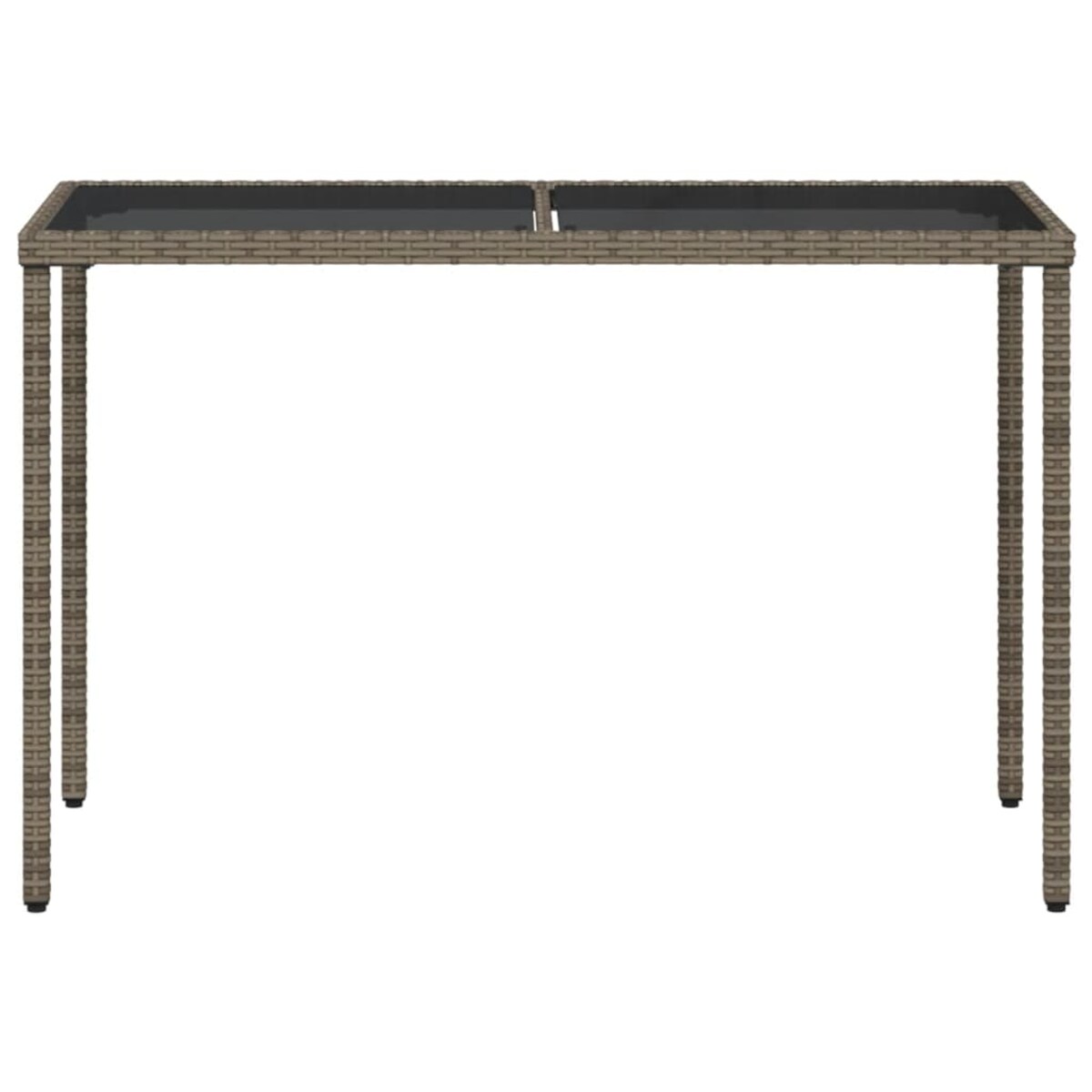 vidaXL Stół ogrodowy ze szklanym blatem, szary, 115x54x74cm, rattan PE