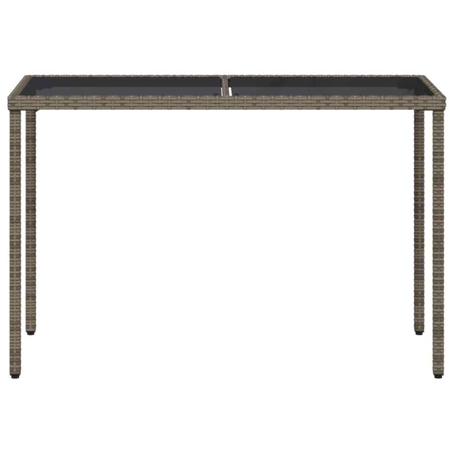 vidaXL Stół ogrodowy ze szklanym blatem, szary, 115x54x74cm, rattan PE