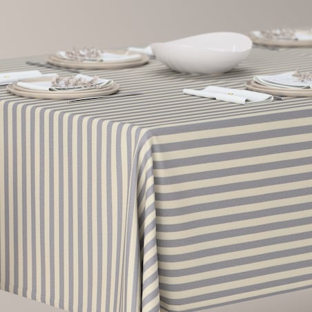 Obrus prostokątny 100 x 100 cm granatowo-białe pasy (1,5cm)