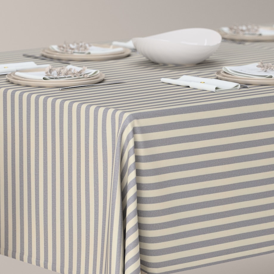 Obrus prostokątny 100 x 100 cm granatowo-białe pasy (1,5cm)