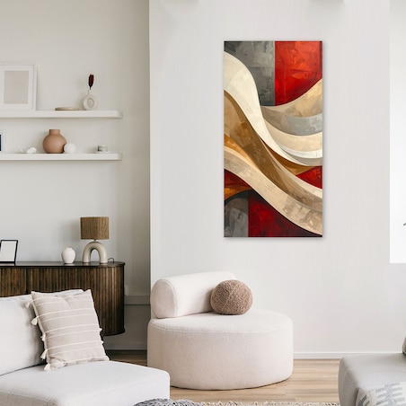 Obraz do salonu sypialni biura loftu, Abstrakcja linie tekstury beżowy czerwony
