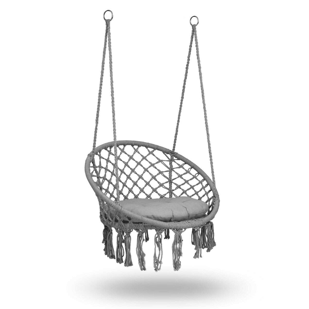 Huśtawka bocianie gniazdo ogrodowa z poduszką fotel wiszący boho Sofotel szara