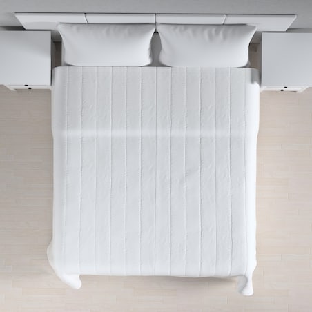 Narzuta pikowana w pasy 130x210 biały z połyskiem