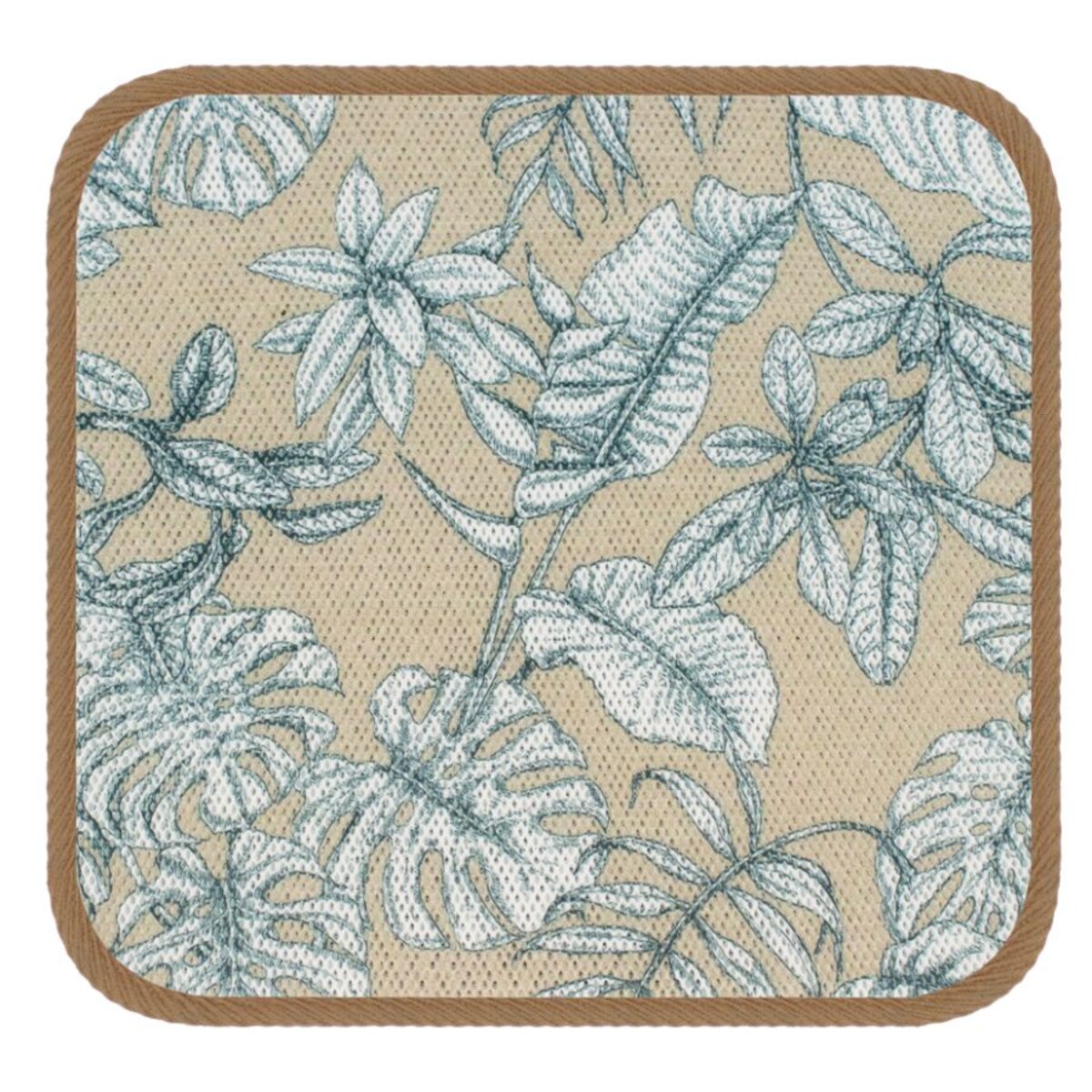 Wodoodporna poduszka na krzesło i meble ogrodowe 40x40 liście tropikalne beżowe