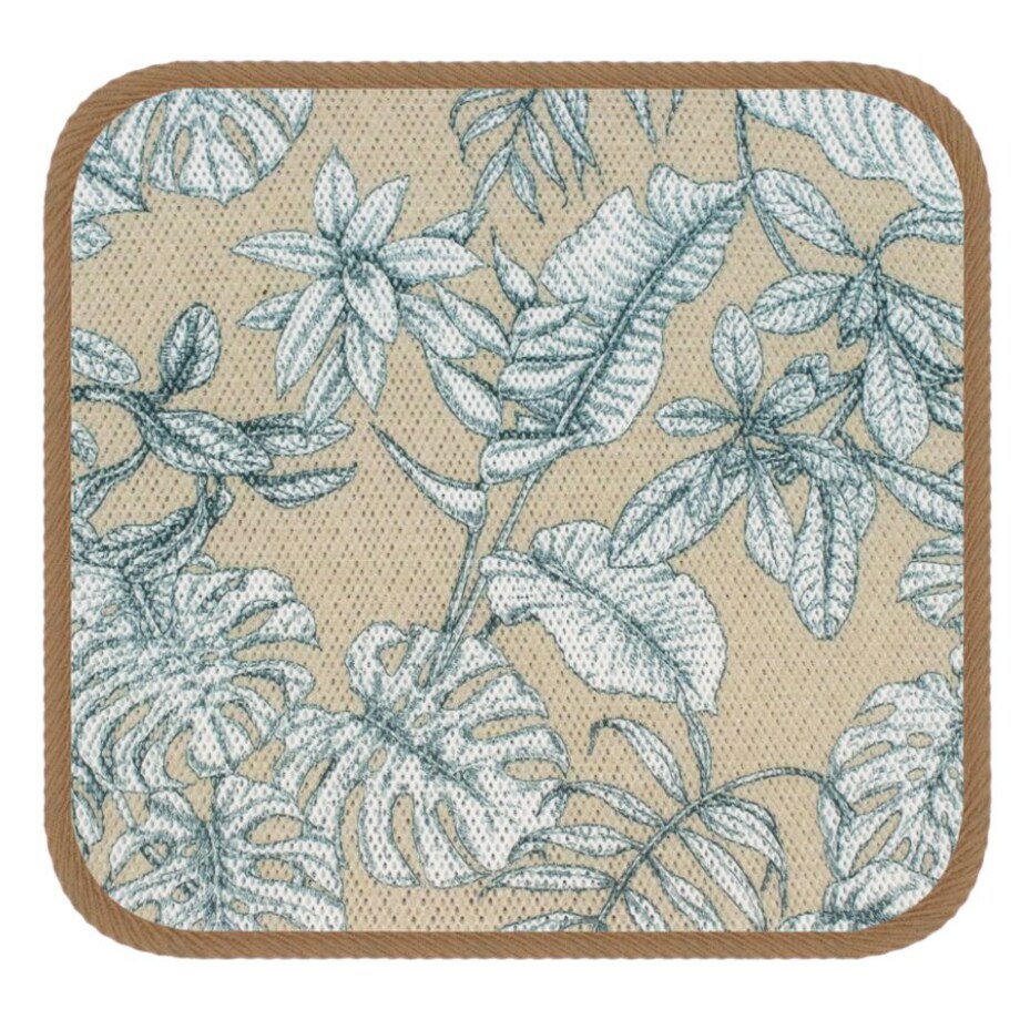 Wodoodporna poduszka na krzesło i meble ogrodowe 40x40 liście tropikalne beżowe