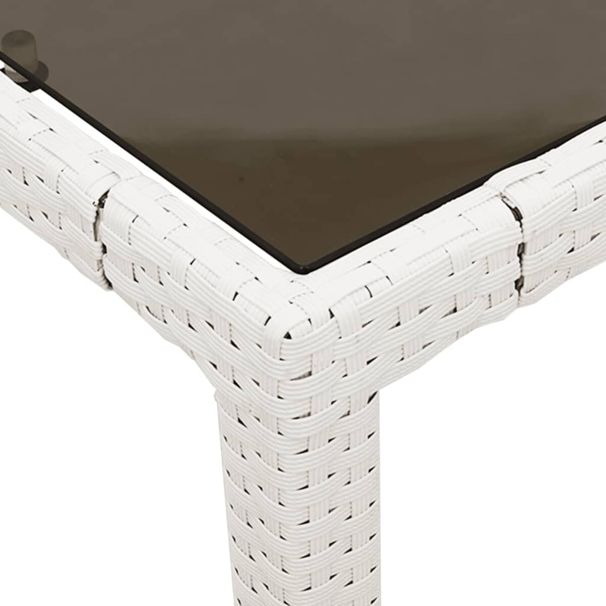 vidaXL Stół ogrodowy ze szklanym blatem, biały 90x90x75 cm, polirattan
