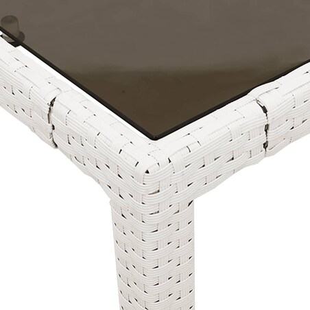 vidaXL Stół ogrodowy ze szklanym blatem, biały 90x90x75 cm, polirattan
