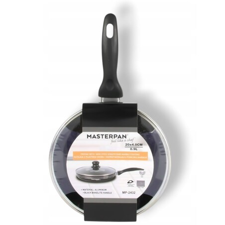 Patelnia Granitowa Pokrywka 20 Cm Plaster Miodu Indukcja Gaz 0.9L Wysoka 4.0