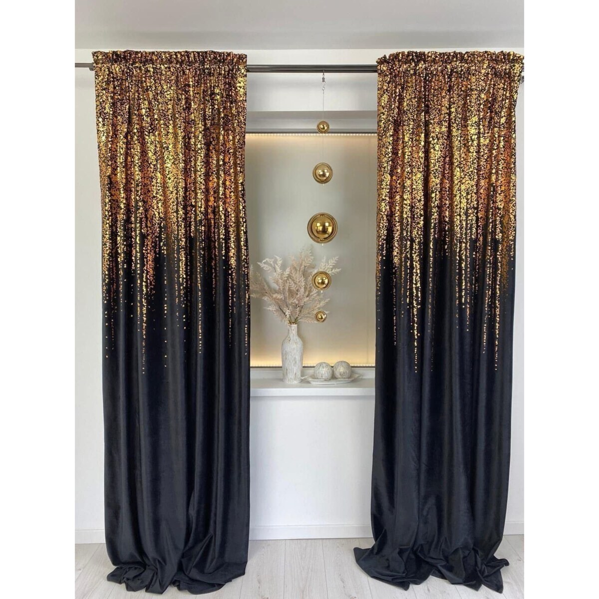 Zasłona welurowa Złoty Deszcz 140x270 cm