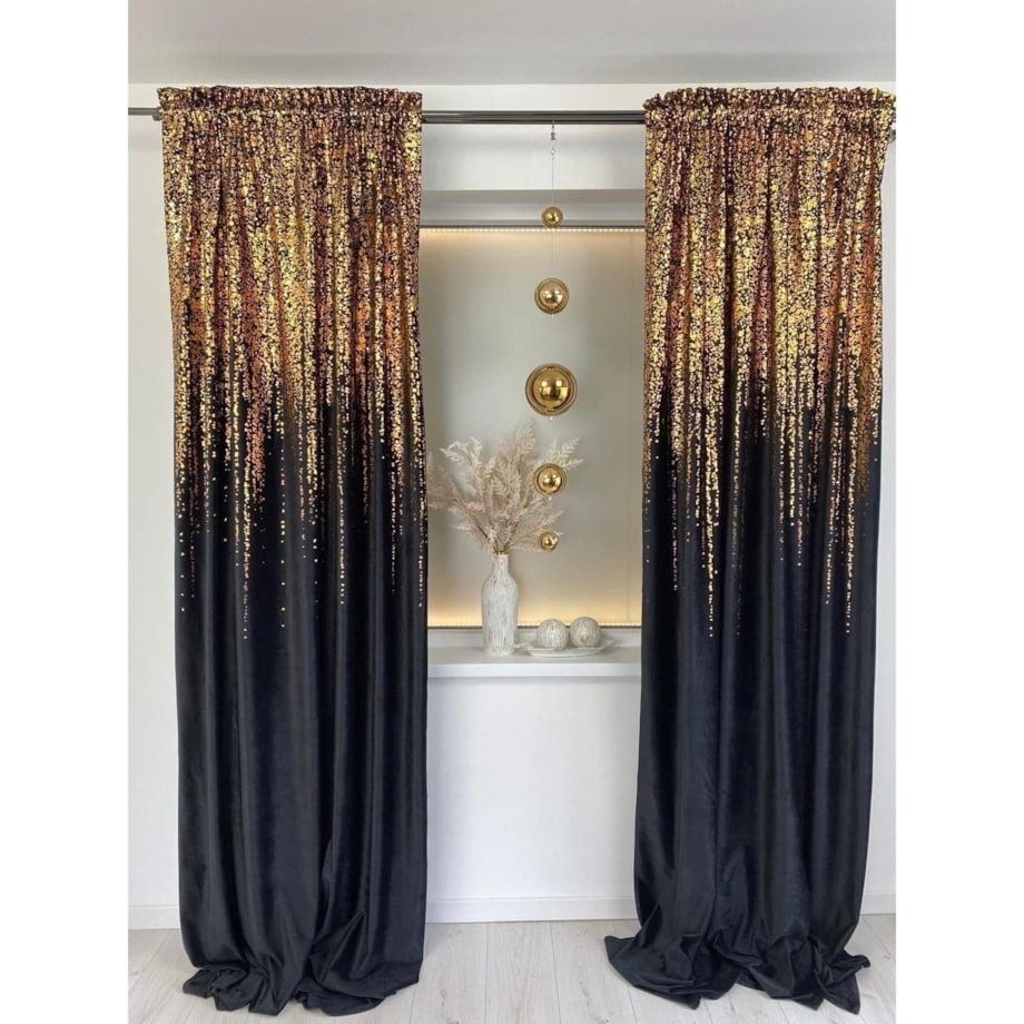 Zasłona welurowa Złoty Deszcz 140x270 cm