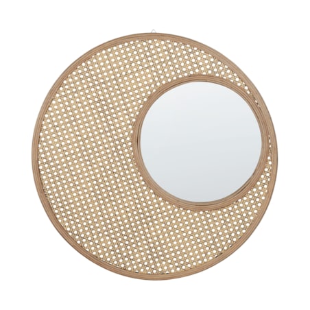 Rattanowe okrągłe lustro ścienne ⌀ 60 cm naturalne PALAU