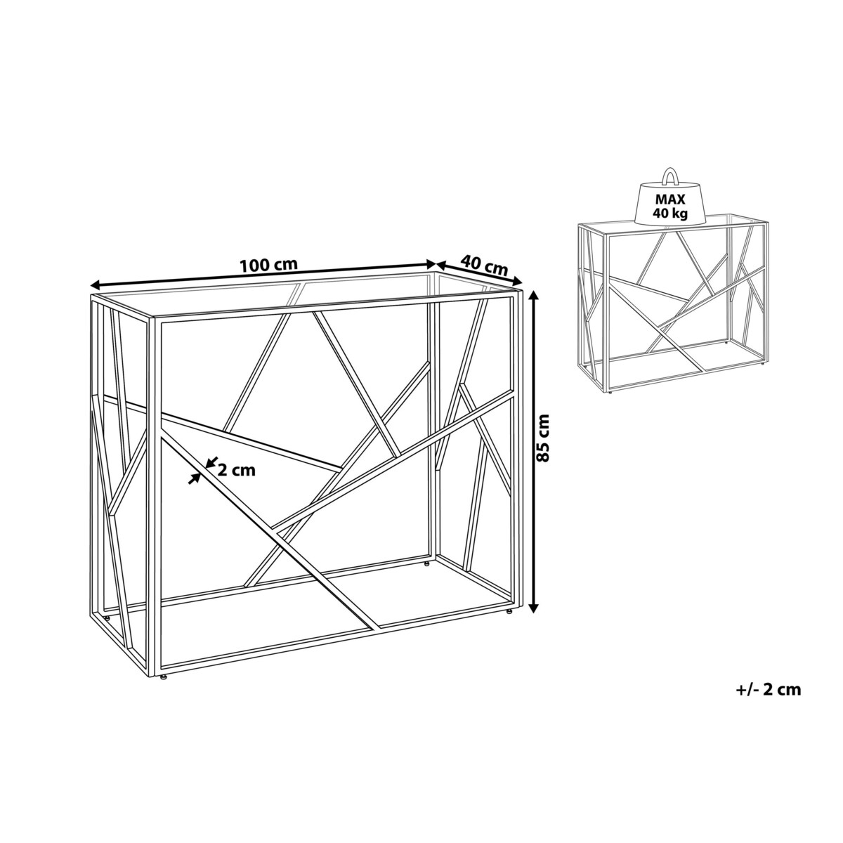 Konsola szklana srebrna ORLAND