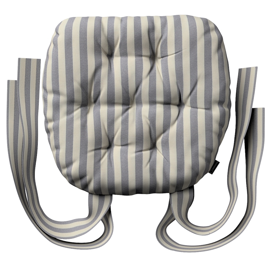 Poduszka na krzesło Marcin, granatowo-białe pasy (1,5cm), 40 x 37 x 8 cm, Quadro