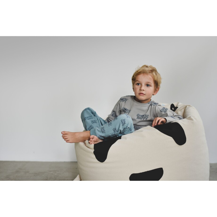 Dziecięca pufa Bini z motywem pandy z czarnym uchwytem