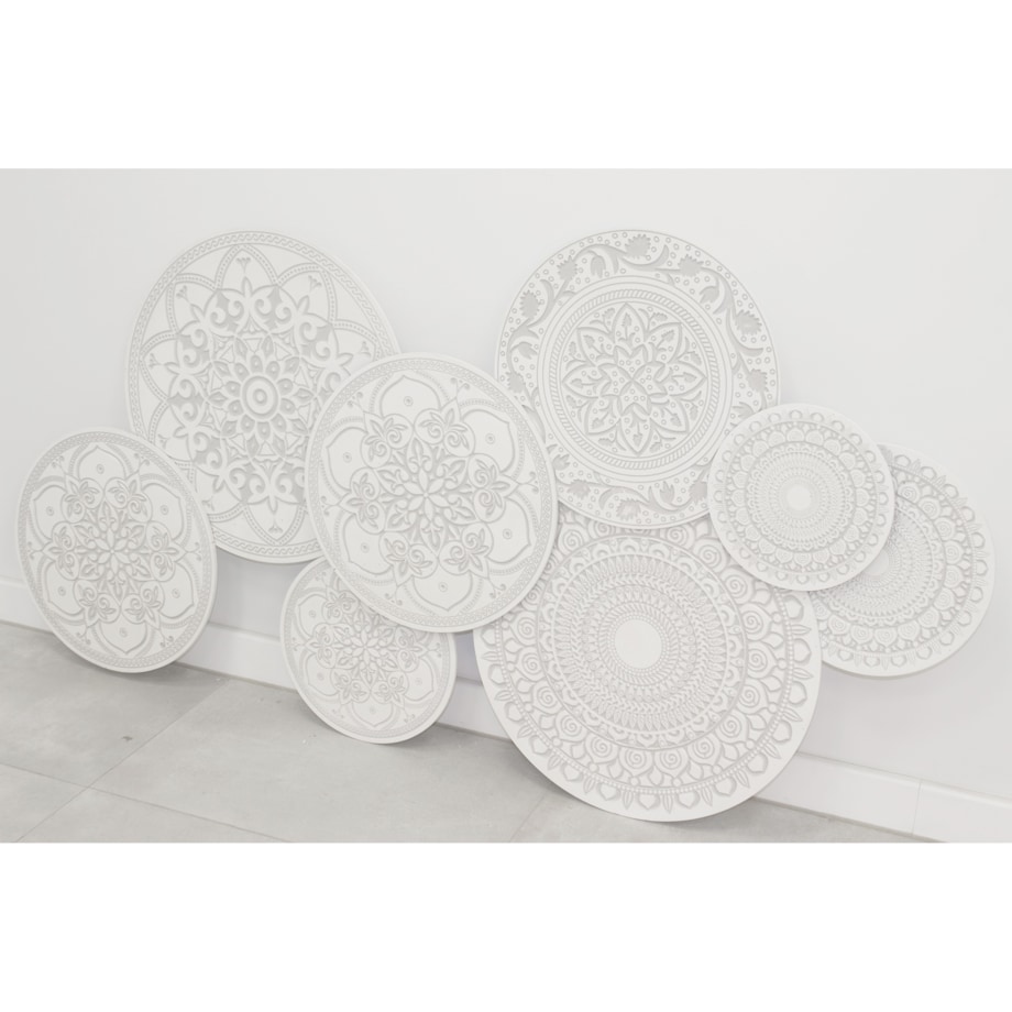 Dekoracja ścienna biała 81x153x4 cm ROZETY