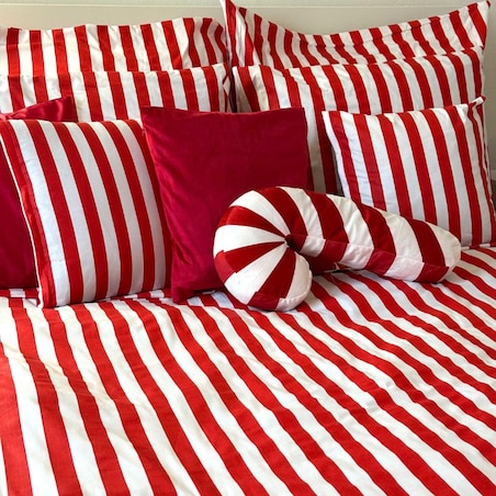 Pościel bawełniana 140x200 cm Pasy Czerwone walentynkowa Szyte w Polsce