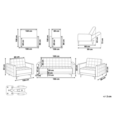 Zestaw wypoczynkowy 5-osobowy ekoskóra brązowy ABERDEEN