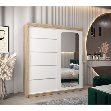 Szafa przesuwna Garderoba PROMO V2 180 sonoma/biały