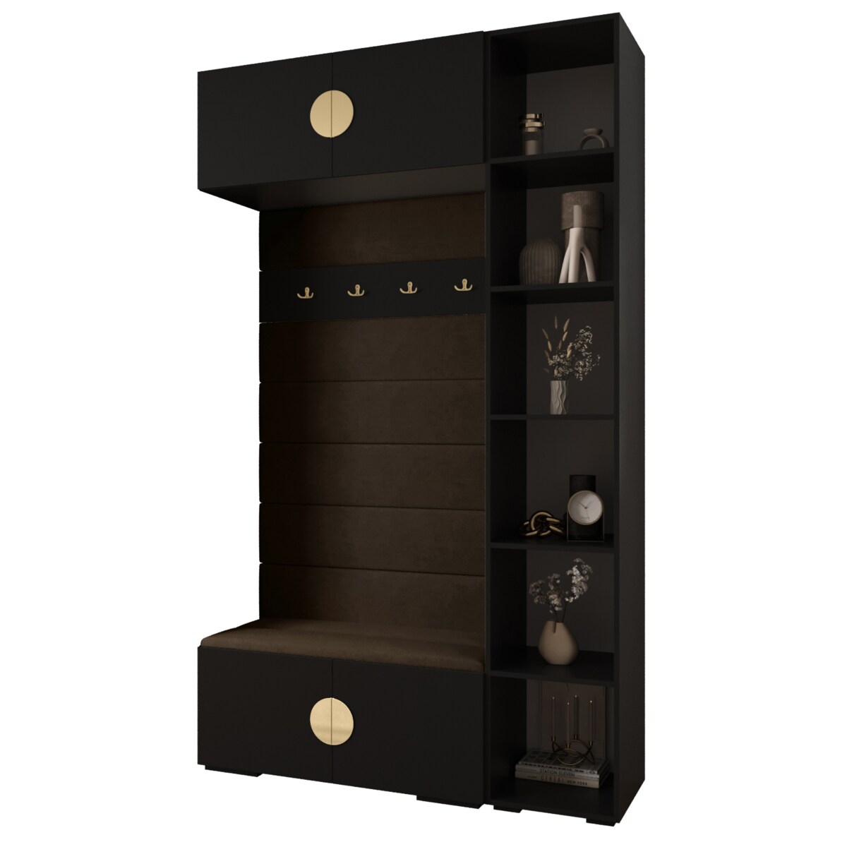 Garderoba do przedpokoju INOVA 4 Z20 czarny+złoty+manila04