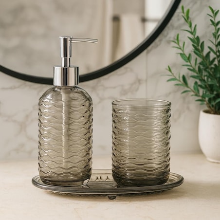 Zestaw 3 akcesoriów łazienkowych 410 ml NEAL taupe