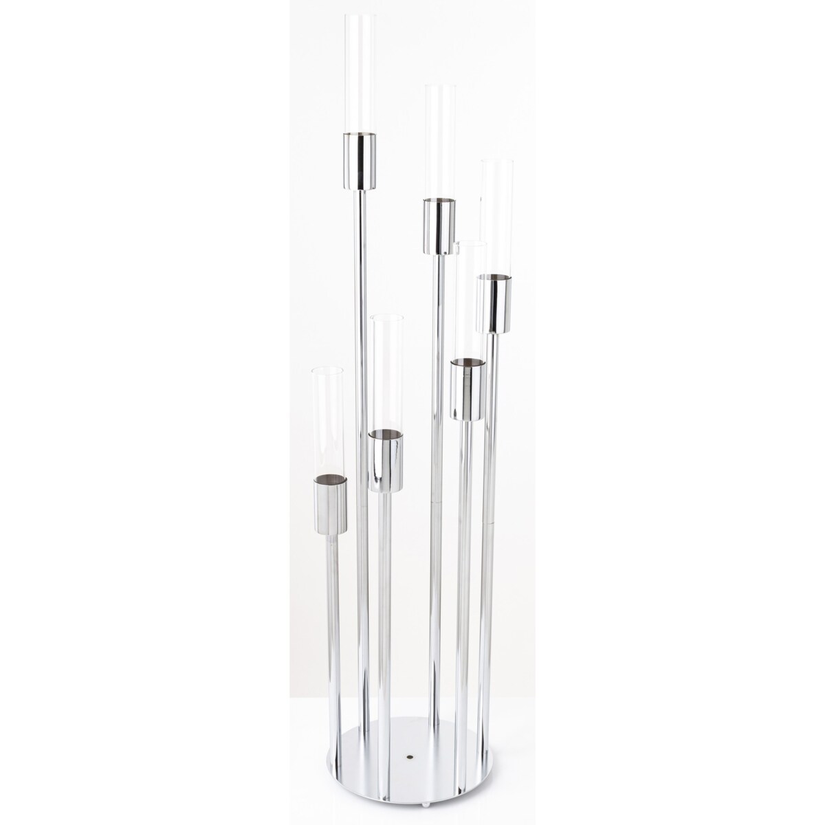 Świecznik metalowy na 6 świec 117x27x27 cm BATANG srebrny