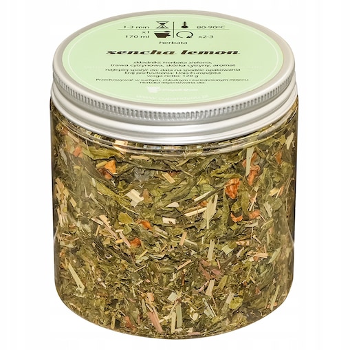 Herbata zielona sypana SENCHA LEMON o smaku cytrynowym PREMIUM Cup&You - herbata liściasta sypana mieszanka napar susz - gotowa na prezent upominek