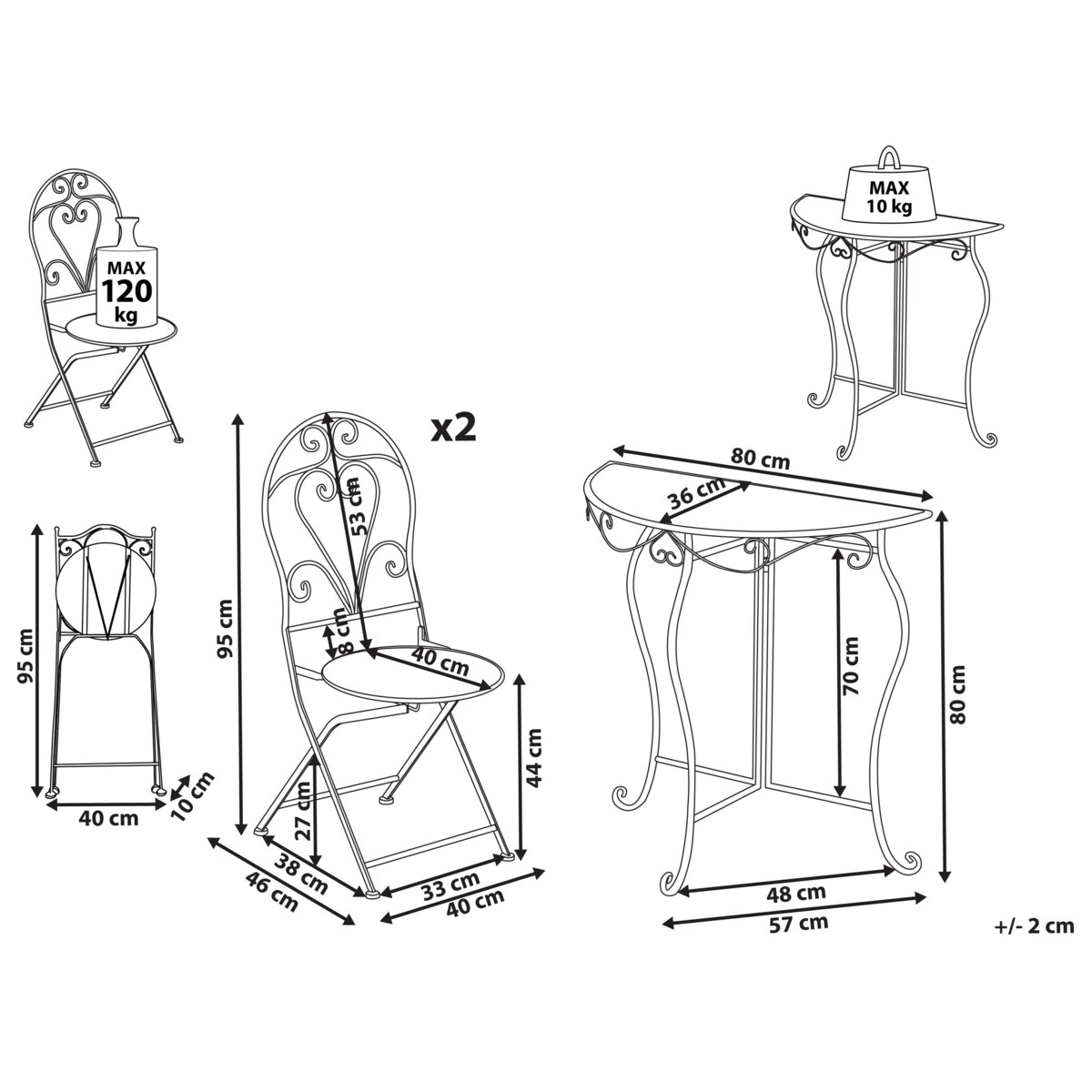 Zestaw mebli balkonowych FOLELLI Metal Jasnobeżowy