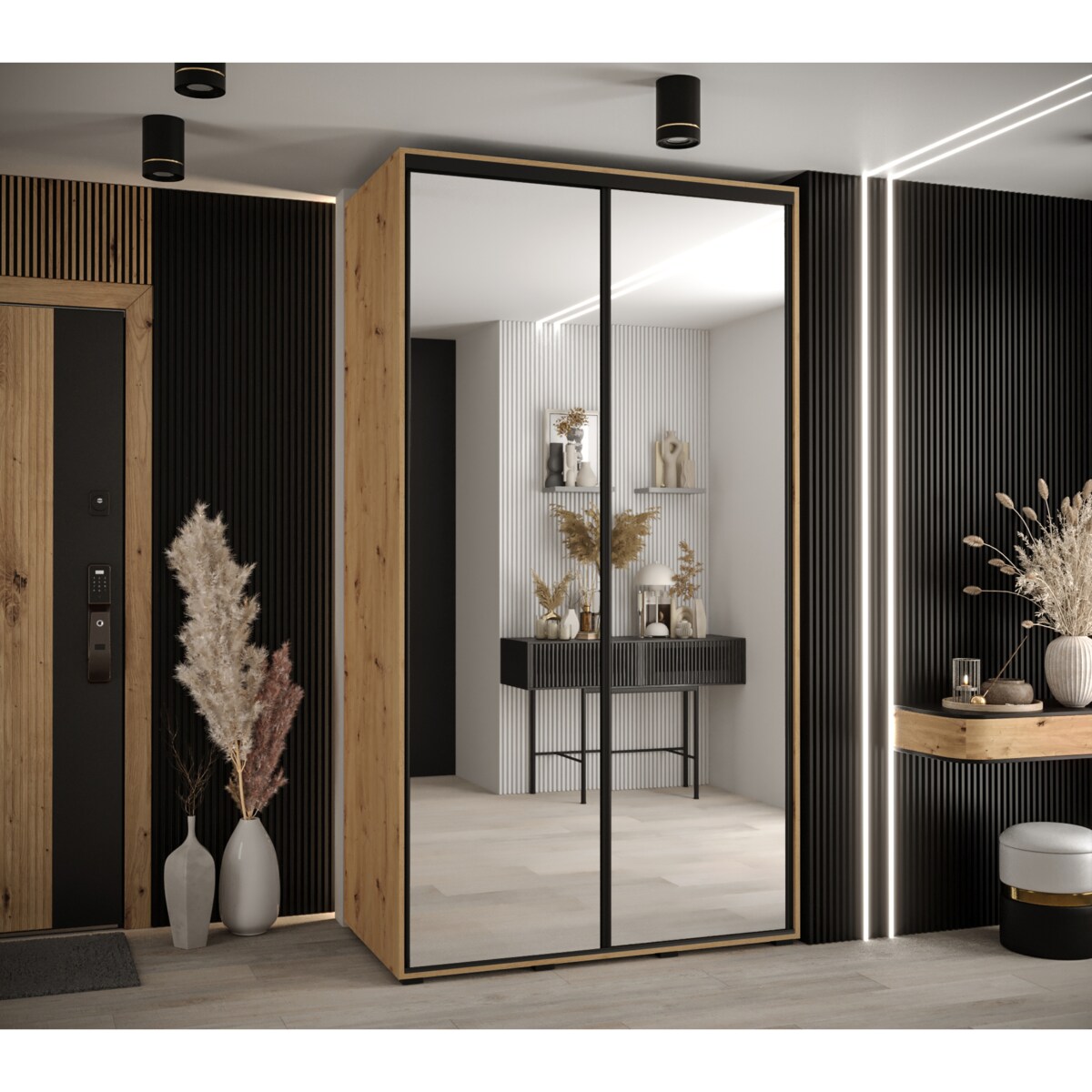 Szafa przesuwna Garderoba DAVOS 2 130 artisan/artisan/czarny